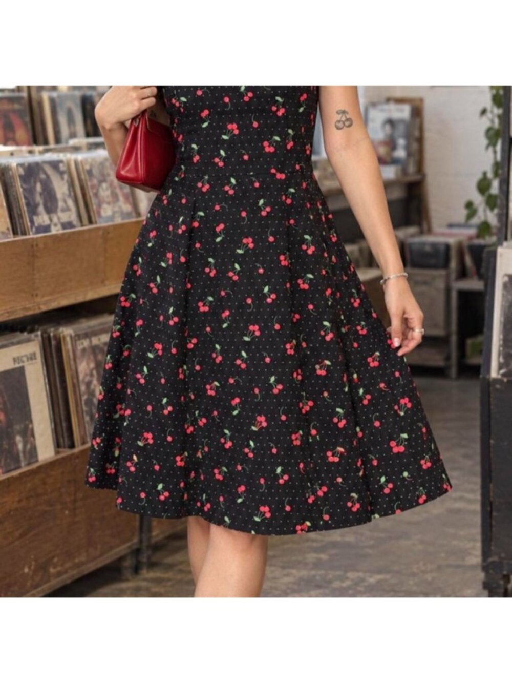 Beauty Fiend Cherry Polka Dot Dress Sz M Halter Pin Up Rockabilly Retro
